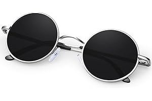 KANASTAL Lunettes de Soleil Ronde Hommes et Femmes Polarisée Vintage Rétro Classique Hippie Steampunk UV400