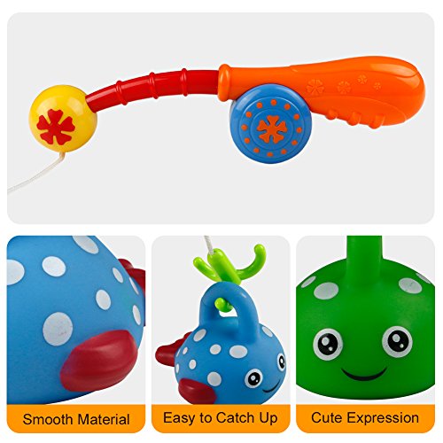Wasserspiel Angeln Badespaß Spielzeug mit 6 Gefleckte Niedliche Fische Geschenk für Kinder Baby - 5