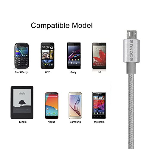 Cavo USB [3-pack] [] Ankoda ultra resistente in nylon intrecciato cavi Android caricabatterieÂ â€“Â Custodia per smartphone Samsung Galaxy, Nexus, LG, Sony, Xiaomi, HTC, Motorola, Kindle, PS4Â controller, and more