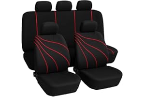 Susy Shop Housses de siège universelles de voiture en polyester adaptables à toutes les voitures avec sièges standard, housses avec 2 fermetures éclair sur le dos - modèle G (Rouge)