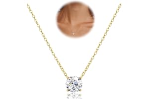 Diamday Collier Femme Choker Dainty en Or/Argent avec Zircone Cubique pour Femme Pendentif Solitaire Diamant CZ Mini Chaîne en Acier Inoxydable Argenté/Doré