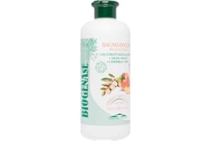 BIODERM BIODERMOCOSMETICI Biogenase Bagnodoccia Argan e Pesca Bagnoschiuma Addolcente Senza Parabeni 500 ML - Bagnoschiuma Delicato - Docciaschiuma Naturale per l'Igiene del Corpo - Lascia la Pelle Liscia e Morbida