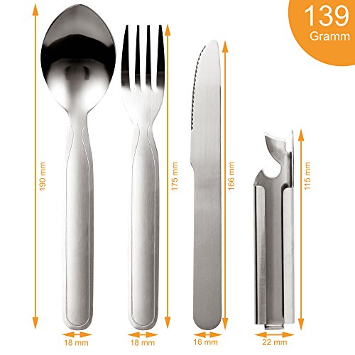 KADACTIVE Essbesteck Besteck Set aus Edelstahl für Camping – Survival – Festivals – Outdoor – Backpacker – Reisen – Wandern - 5