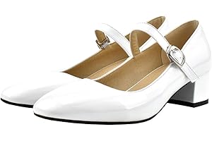 Etebella Damen Mary Jane Lack Pumps mit Blockabsatz und Riemchen 4cm Absatz Komfortschuhe