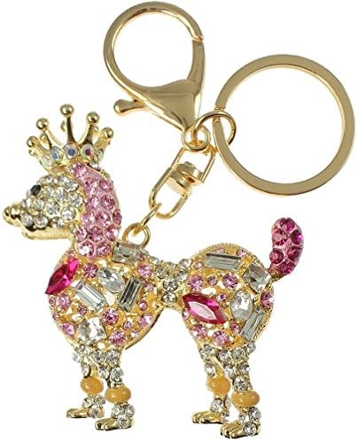 New Gift Boxed Ladies Girls Colour Poodle Dog Handbag Bag Charm Keyring Colour Diamante Rhinestone Accessorize Me