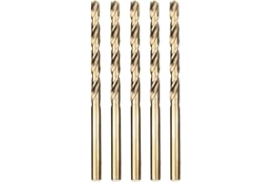 Meccion HSS-Co Punta per Metallo Professional Punte Elicoidali per Forare Acciaio Inox e Metallo, Norma DIN 338 (4.8mm x 86mm x 5pcs)