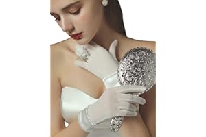Hoseirty Guanti corti da donna in raso guanti da sposa per la sposa lunghezza del polso Opera Party Guanti elastici