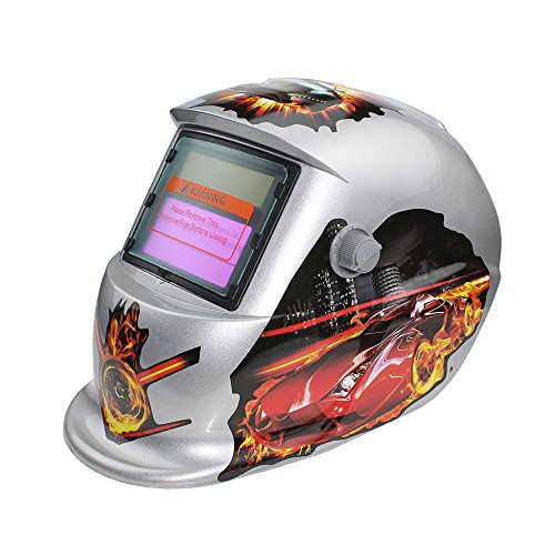 Preisvergleich Produktbild Hanbaili Schweißerhelm, rot Benötigt für SpeedSolar Powered Schweißhelm Auto Verdunkelungshaube, für Mig Tig Arc Schweißer Maske Blue Eagle Design