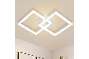 ‎HOMEFIRE Homefire Deckenlampe LED Deckenleuchte Küche - Modern Küchenlampe 24W Wohnzimmerlampe Design Flurlampe Warmweiß Schlafzimmerlampe Flur Deckenbeleuchtung Eckig Weiß für Wohnzimmer Schlafzimmer