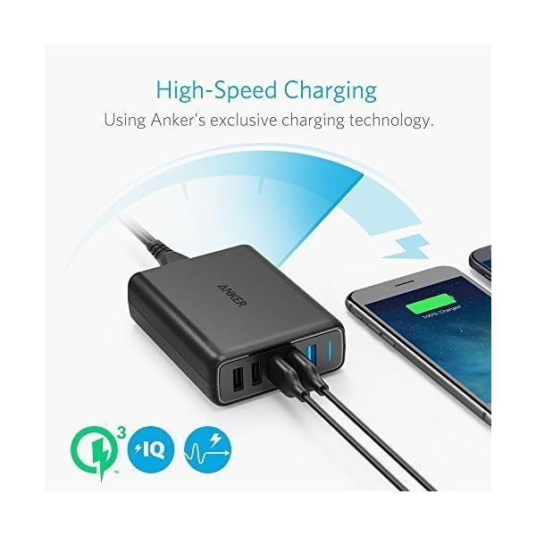 Anker PowerPort Speed 5, 63W 5 Port USB Ladegerät, Netzteile mit Quick Charge 3.0 & Power IQ für Samsung Galaxy S8 / S7 / S6 / Edge / Plus / Note, iPhone, iPad, LG, Nexus, HTC usw. – Bild 3