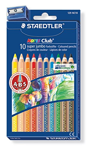 Staedtler 129 NC10 Noris Club Super Jumbo Buntstifte, 10 Stück im Kartonetui