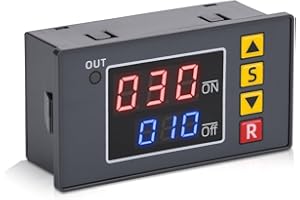 VOKTTA Timer Relay DC 12V 20A Digital Time Cycle Delay Switch Module,Relè del Timer Digitale con Display Doppio LCD