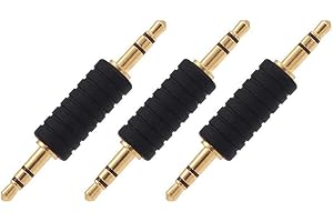 VCE 3 Pezzi Stereo Adattatore 3.5mm Maschio a 3.5mm Maschio Connettore Jack Accoppiatore Per Cuffie Audio Placcato Oro