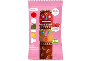 Smileat - TRIBOO Snacks de Fruta sabor Fresa y Manzana - Aperitivo para Niños - Alternativa a Gominolas y Chuches - Ideal para el Cole y Meriendas - 25gr