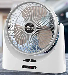 BALIRAJA Rechargeable fan with 3 Speeds, Quiet Operation Portable USB Desk Table Rechargeable Fan with Battery Operated 4-10 Running Hours Side Light for Camping, Travel, Home, Office, White
