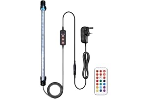 VARMHUS LED Aquarium Lighting, Aquarium Lamp Changing Submersible Fish Tank Light with Small Simple Aquarium Timer for Sunrise and Sunset (37cm, RGB)
