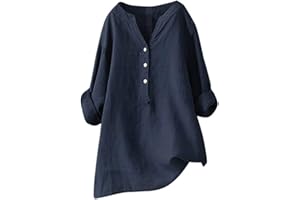Hsternexy Musselin Bluse Damen, Leinenbluse Damen Sommer Langarm Große Größen Hemdbluse Blusenkleid Leinen Elegant Weiß Longbluse Blusenshirt Bügelfrei Schwarz Mittelalter Tuniken Damenblusen