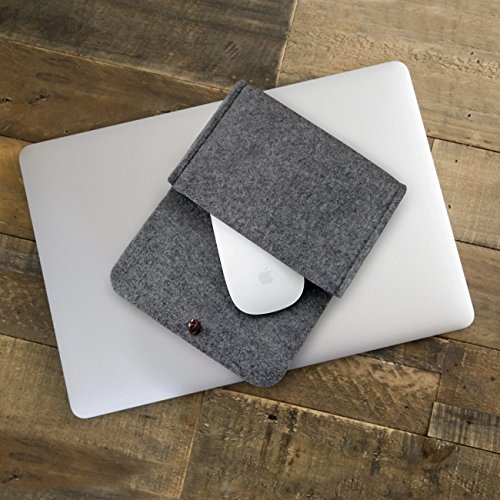ProCase Tragbare Reisetasche Filz Universaltasche Elektronik-Zubehör Tasche für MacBook Laptop Drahtlose Maus Handy Kabel SSD HHD Schwarz - 5