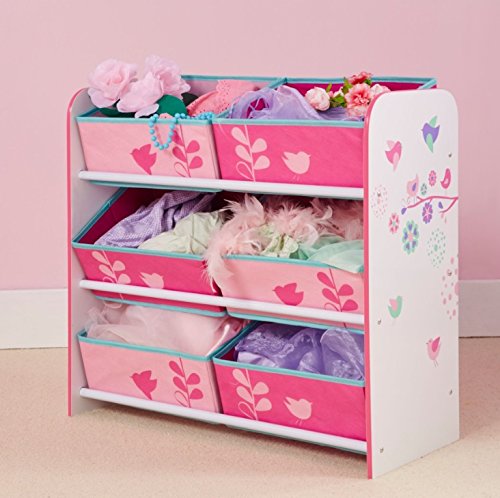 Holz Spielzeugregal AUSWAHL Mädchenregal oder Jungenregal Kinderregal Organizer (Blumen und Schmetterlinge) - 3