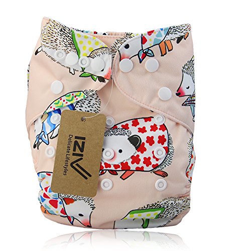 iZiv(TM) Newborn Nappy with 1 Thick Insert Infant Waterproof/Adjustable/Reusable/Washable Pocket Cloth Nappy Fit Babies 0-3 Years(Hedgehog)