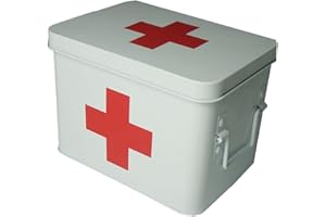 NIKTULE Premiers Soins, Secours en Fer métallique, étanche, boîte à médicaments avec Grand Espace et poignée, pour Voiture, Bureau, école ou Famille, Camping, Voyage Hors Route, etc