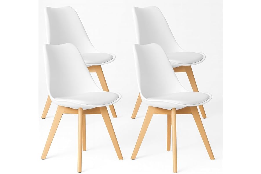 T-LoVendo Pack de 4 Sillas Comedor Nórdico, Sillas de Cocina Nórdicas con Patas de Madera Maciza de Haya y Asiento Acolc