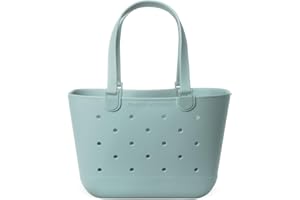 Simple Modern Bolso de Playa de Goma Bolsa Grande Impermeable con Bolsillo con Cremallera para Playa, Piscina, Barco, Compras, Deportes | Colección Getaway | Sea Glass Sage | Large