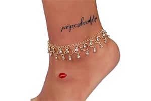 Clataly Turchese Braccialetti Della Cavigliera Multistrato Butterfly Cavigliere Shell Pearl Cavigliera Accessori Estivi Beach Foot Gioielli per le Donne Ragazze (Cavigliera di cristallo)