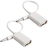 Adaptateur AUX vers USB 3.5mm Prise mâle Audio Auxiliaire vers USB 2.0 Femelle Convertisseur Câble Cordon Convertisseur pour 