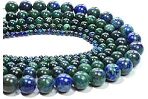 Jaipur Gems Mart AAA Naturel 1 Strand Azurite Perles de Pierres précieuses pour la Prise de Bijoux | 8 mm Azurite Perles Rondes | Azurite Rondes ordinaires de Perles | 15"