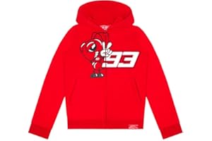 MM93 - Sudadera de MotoGP con capucha y cremallera - Para niños - Diseño con mascota - Oficial - Marc Márquez