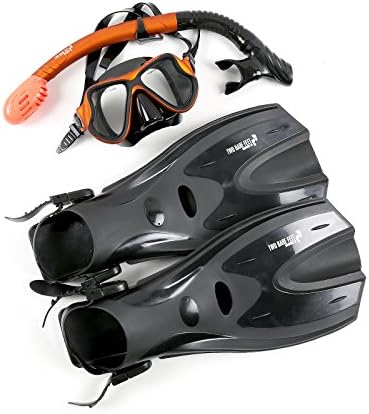Two Bare Feet X-Dive Silicone Mask Dry Top Snorkel & F70 Fins Complete Diving Snorkel Set