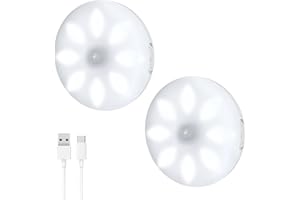 VCY Motion Sensor Lights - Indoor Cupboard & Closet Light with USB Rechargeable Wireless Under Cabinet Magnet Lights (8 LED Night Light) for Kitchen & Wardrobe