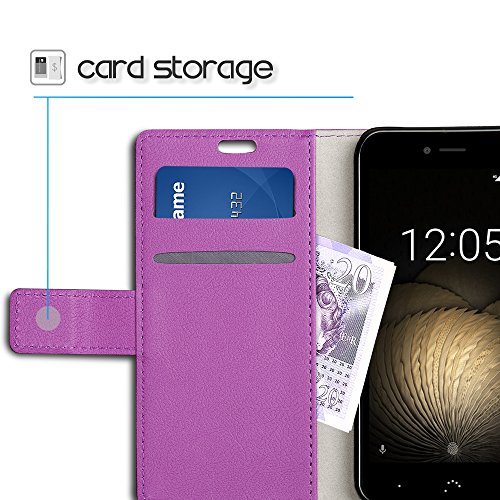 SLEO Funda BQ Aquaris U Plus  Cartera Carcasa Piel PU Suave Flip Folio Caja Super Delgado  Estilo Libro Soporte Plegable y Cierre Magn  tico  para BQ Aquaris U Plus - P  rpura