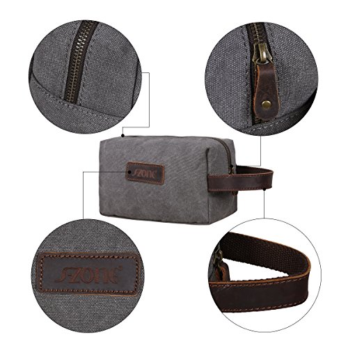 S-ZONE Canvas Kulturbeutel Reisen Organizer Shaving Dopp Kit Kosmetik Make-up-Tasche Aufbewahrungstasche - 6