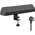 40W Fast Charging Station, Power Strip with 4 USB-C PD Ports Desk Clamp, 5 AC Outlets and 6ft Cable, Fits 1.5" Table Edge