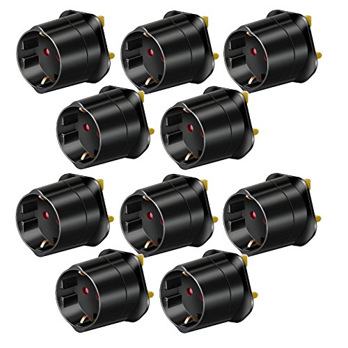 10er Maxi Sparpack Brennenstuhl Reisestecker Adapter, Steckdosenadapter Reise (Für: England Steckdose und Euro Stecker) Farbe: schwarz (10 Stück)