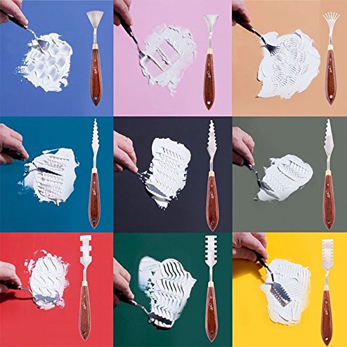 Wisamic 9 pcs Spachteln Malmesser Messer Palette Messer Farbe Schaber Edelstahl Malerei Mischschaber - 6