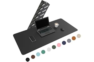 WURK Tappetino per Mouse Grande [120 cm x 60 cm] - Tappetino Scrivinia - Mousepad XXL - Pelle PU Impermeabile + Scamosciata Antiscivolo (Nero)