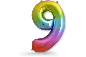FUNXGO Palloncino Numero 9 multicolore - Gigante Palloncini Compleanno 9 Anni - Vola con l'Elio - Feste Decorazione di Compleanno Palloncino 9 multicolore