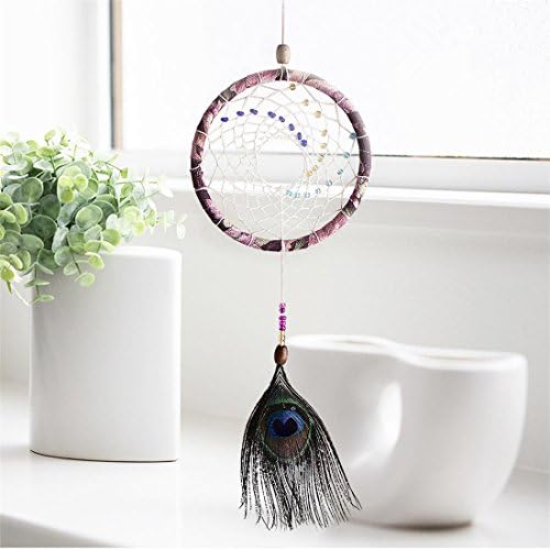 Zdreamer Dream Catcher Net, One Peacock Feather Colored Beads, Traditional Handmade Ornament Crafts Decorative Pendants Wall Hanging, For Car SUV Home Decoration Accessories