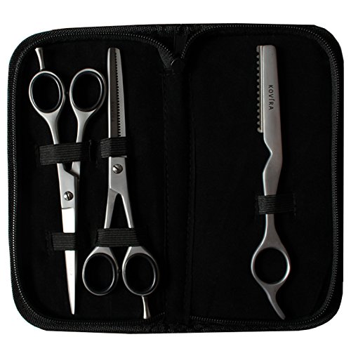 Kovira – Professionelles Haarschneiden; Set aus Friseurschere, Ausdünn-/Texturschere und Rasiermesser – 16,5cm - 6