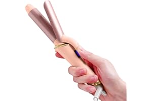 ‎UKLISS Mini Lockenstab 2 IN 1, Reise Lockenstab für Kurze Haare, UKLISS 25mm Curling Iron mit LCD Display, 5 Temperatur Einstellbar 120-200℃, Doppelspannung110-240V (Rosa)