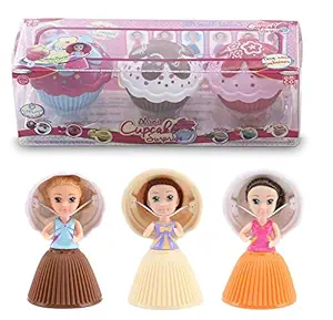 Cupcake Surprise Mini Doll Pack 3 Pieces (Assorted Colors), As Seen on TV, Toys for Girls, 3years & Above, Dolls for Girl, Return Gift