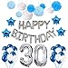Produktbild Weimi 30. Geburtstags-Dekorationen Happy Birthday für Männer 20pcs Latex Ballons 9pcs Seidenpapier Pom Poms