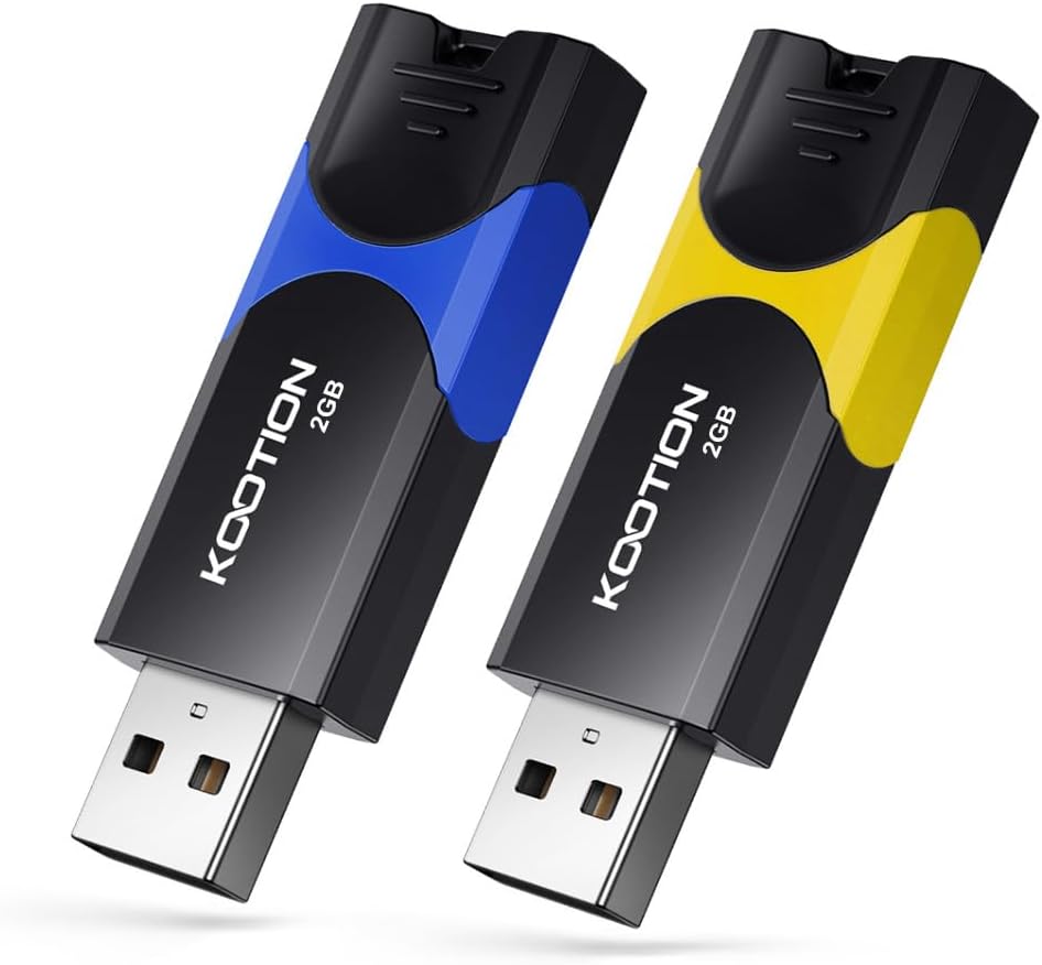 2 GB USB 2.0 Stick 2-Pack, KOOTION USB Memory Flash Drive USB 2.0 Stick 2 GB Thumb Drive USB Drive with LED Indicator for Data Storage Jump Drive (2 Pack Mixcolor)