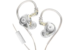 EZ EAR KZ EDX Pro Monitor intrauditivo, Unidad dinámica magnética Dual de 10 mm Auriculares de Alta fidelidad de Baja frecuencia con Cable de diseño Desmontable de 0,75 mm y 2 Pines (Blanco, con micrófono)
