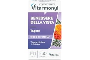Benessere della Vista - Integratore Occhi - Titolato in Luteina e Zeaxantina - Tagete e Vitamina A - Funzione Visiva Normale - Antiossidante - 30 Capsule - Vitarmonyl