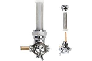 VORIPO Petcock Fuel Valve 22mm Left Spigot for Harley Davidson Sportster Big Twin Dyna Fatboy Electra Glide Heritage Softail Springer Sport Super Tour Glide Low Rider Gas Tank Valve Switch Left Outlet Chrome