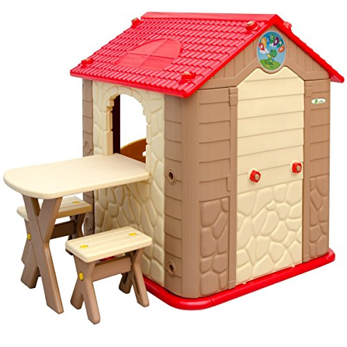 LittleTom childrens Playhouse incl 1 table 2 benches for boys and girls small plastic House for indoors and outdoors Brown Beige reviews LittleTom childrens Playhouse incl 1 table 2 benches for boys and girls small plastic House for indoors and outdoors Brown Beige